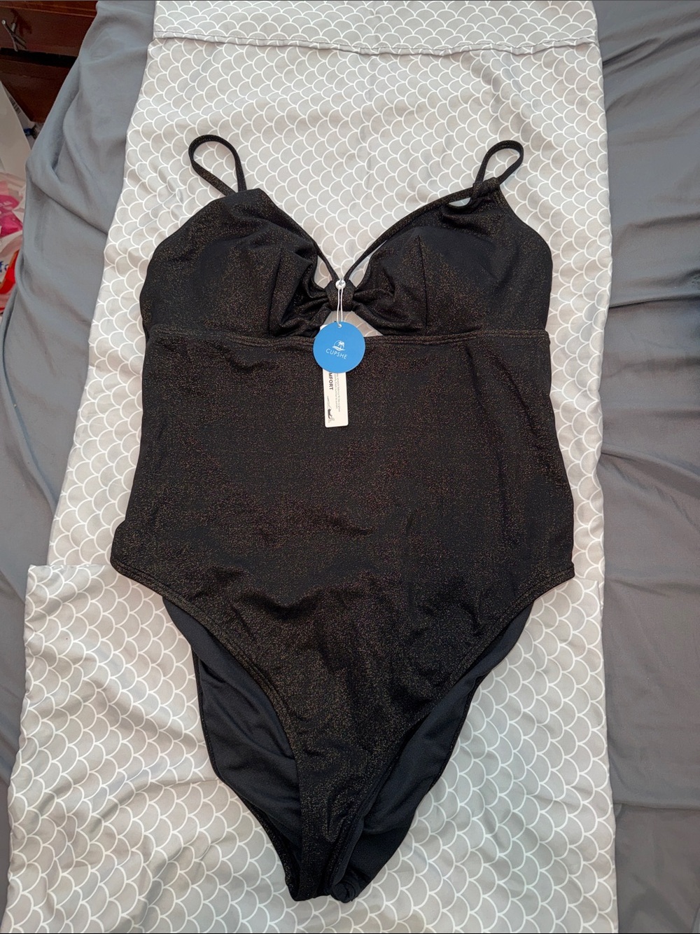 Cupshe Black & Gold Shimmery One-Piece Swimsuit